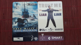 Smart 2 Prepaidcards Belgium Free Willy + Liar Liar Used Low Issue Rare - [2] Prepaid & Refill Cards