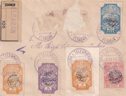 ALBANIA 1915 - ESSAD POST - Fragement Of Reco Cover From Elbasan To Qukes - 5 Stamps, 2 Missing - Albanië