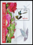 Nevis 2005 MNH MS, Birds, Magnificent Hummingbird, Flowers - Colibríes