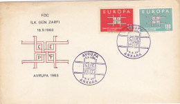 EUROPA CEPT, COVER FDC, 1963, TURKEY - 1963