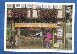 CPM Commerce De Boucherie Charcuterie  EDEL à EGUISHEIM - Photo Christian Heeb Animée Vélo 15 Cm/11, 5 Cm - Magasins