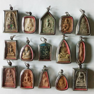 SET OF 15 THAI BUDDHIST BLESSED MEDALLION CLAY AMULETS - Paesi