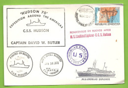 ARGENTINA - BUENOS AIRES. "HUDSON 70" EXPEDITION AROUND THE AMERICAS. CAPTAIN DAVID W. BUTLER - Covers & Documents