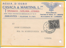 Portugal 1958 , Commercial Postcard By CASACA & MARTINS, Ldª , PAPELARIA AGUIA D'OURO , ABRANTESA - Portogallo