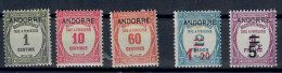 ANDORRA 1931/32  SEGNATASSE  TAXE 5 VALORI (MANCA  1F E 2 F)  MH/* - Ongebruikt