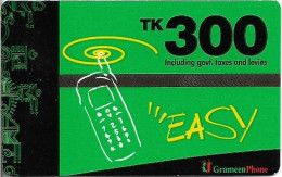 Bangladesh - Grameen Phone - Mobile Green ''Easy'' In Yellow, Reverse #2, GSM Refill 300৳, Used - Bangladesch