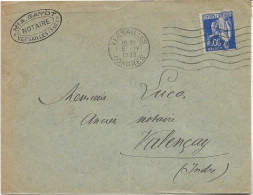 LETTRE AFFRANCHIE N°368 - OBLITERATION CAD VERSAILLES -CONGRES 1939  +7 LIGNES ONDULEES - Mechanical Postmarks (Other)