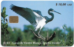 Cuba - Etecsa (Chip) - Birds - Garza De Vientre Blanco, 12.2003, 10$, 35.000ex, Used - Cuba