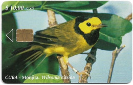 Cuba - Etecsa (Chip) - Birds - Monjita Wilsonia Citrina, 04.2003, 10$, 30.000ex, Used - Cuba