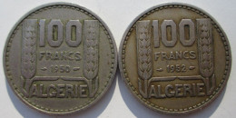 LOT DE DEUX 2 PIECES ALGERIE 100 FRANCS 1950 & 1952 REPUBLIQUE FRANCAISE P.TURIN - Algeria