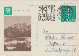 1962 - OMEC / POLOGNE - MECA TEMPORAIRE FIS (SKI) 18-25 LUTY 1962 Sur CARTE ENTIER De ZAKOPANE ! - Ganzsachen