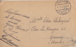 F CP "Bonne Année" Obl. Luxembourg Ville A Le 1/1/20 Sur N° 95 Marie Adélaide Pour Epernay - 1914-24 Marie-Adélaïde