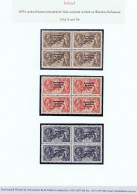 Ireland 1935 Saorstát 3-line Overprint On Re-engraved 2/6d, 5s And 10s, Blocks Of 4 Well Centred Mint Unmounted - Unused Stamps