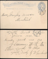 Canada Little Brook NS 1c Postal Stationery Card Mailed 1892 - Histoire Postale