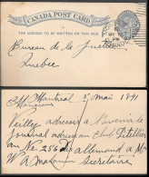 Canada Montreal 1c Postal Stationery Card Mailed 1891 - Histoire Postale
