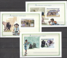 Congo Ex Zaire 2003, Scout, Hippo, Elephant, Gorilla, 3BF IMPERFORATED - Gorilla