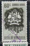 VENEZUELA 1953 1954 AIR POST MAIL AIRMAIL COAT OF ARMS PORTUGUESA AND FOREST 60c USED USATO OBLITERE' - Venezuela