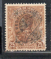 VENEZUELA 1900 REGISTRATION STAMPS SIMON BOLIVAR CERTIFICADO OVERPRINTED RESELLADA  25c MH - Venezuela