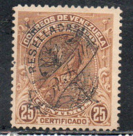 VENEZUELA 1900 REGISTRATION STAMPS SIMON BOLIVAR CERTIFICADO OVERPRINTED RESELLADA  25c MH - Venezuela