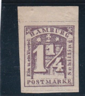 ALLEMAGNE - HAMBOURG - 1864 - 11/4 LILAS - N° 8 - NEUF - CHARNIERE - BORD DE FEUILLE - Hamburg