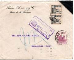 68248 - Spanien - 1937 - 2@15c Isabella & ZwangszuschlMke A Bf JEREZ ... -> HABANA (Cuba), M Span Zensur - Storia Postale