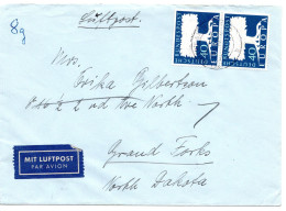 68251 - Bund - 1958 - 2@40Pfg CEPT '57 A LpBf MALENTE -> Grand Forks, ND (USA) - Lettres & Documents