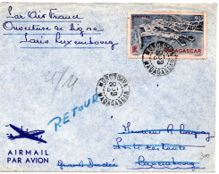 68254 - Madagaskar - 1952 - 50F Luftpost EF A LpBf MORONDAVA -> LUXEMBOURG (Luxemburg), Retour - Aéreo