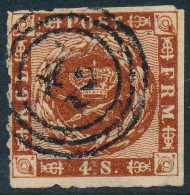 Denmark Danemark Danmark 1863: 4sk Brown Rouletted, F-VF Used, AFA 9 (DCDK00378) - Oblitérés