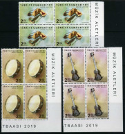 Türkiye 2019 Mi 4482-4484 MNH Musical Instruments, Tar, Ağız Kopuzu, Erzurum Defi | Music [Block Of 4] - Unused Stamps