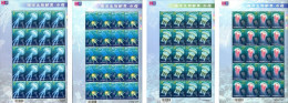 Taiwan 2015 Marine Life- Jellyfish Stamps Sheets Sea Jelly Fish Fluorescent Ink Unusual - Blokken & Velletjes