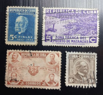 Cuba –  Lot 4 Timbres 1934 à 1954 – Politiciens, Poste Aérienne ’’Matanzas ‘’ , American Democracy & Patriots - Gebraucht