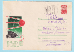 USSR 1967.0223. First Sputnik 1957. Prestamped Cover, Used - 1960-69
