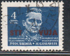 TRIESTE B 1949 FRANCOBOLLO SOPRASTAMPATO DI YUGOSLAVIA JUGOSLAVIA OVERPRINTED TITO DIN. 4d USED USATO OBLITERE' - Neufs