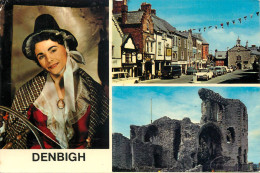 Wales Denbigh Welsh National Costume, High Street & The Castle Multi View - Denbighshire