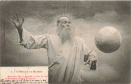 RELIGION - Christianisme - Création Du Monde - Au Premier Jour - Dieu Fit La Lumière - Carte Postale Ancienne - Quadri, Vetrate E Statue