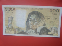 FRANCE 500 FRANCS 1979 Préfix V.102 Circuler (B.18) - 500 F 1968-1993 ''Pascal''