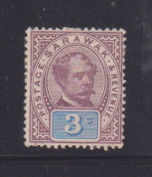 SARAWAK - 1888  Charles Brooke  3c  Hinged Mint - No Gum - Sarawak (...-1963)