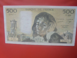 FRANCE 500 FRANCS 1987 Préfix V.251 Circuler (B.18) - 500 F 1968-1993 ''Pascal''