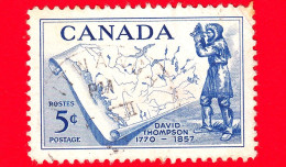 CANADA - Usato - 1957 - 100 Anni Della Morte Di David Thompson (1770-1857), (esploratore) - Mappa - 5 - Used Stamps