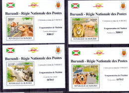 Rhino - Ours- Lions - Burundi - COB 1849 / 52 ** - En Petites Feuilles - Valeur 15 € , Uniquement Pour Les Timbres - - Rinoceronti