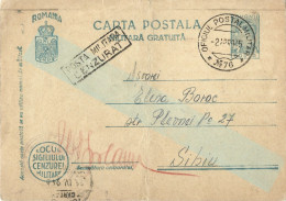ROMANIA 1945 CESORED, FREE MILITARY ,WW 2 OPM Nr.76 ,POSTCARD STATIONERY - Storia Postale Seconda Guerra Mondiale