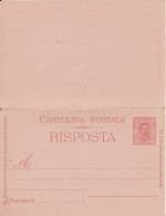 ITALIE - 1895 - RARE CARTE AVEC REPONSE PAYEE MiP26 NEUVE - Interi Postali