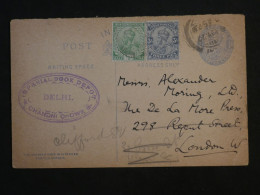 BW7 INDIA   CARTE ENTIER  .IMP. BOOK OFFICE   1922  DEHLI A  LONDON ENGLAND    + AFF. INTERESSANT++ - Other & Unclassified