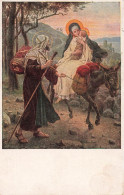 RELIGION - Christianisme - Joseph - Marie Et Jésus Sur Un âne  - Carte Postale Ancienne - Tableaux, Vitraux Et Statues