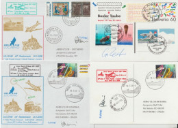 SUISSE - 1995/2000 - VOLS POSTAUX Avec SIGNATURES De PILOTE ! 4 ENVELOPPES/CARTES - Erst- U. Sonderflugbriefe