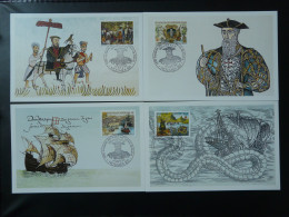 Cartes Maximum Cards (série De 4 Set Of 4) Explorateur Explorer Vasco De Gama Nouvelle Caledonie 1998 Ref 102173 - Cartes-maximum