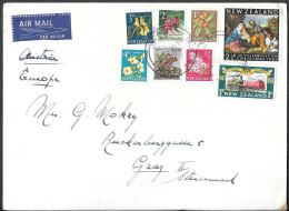 New Zealand Mount Cook Cover To Austria 1963. Christmas Railway Train Stamps - Lettres & Documents