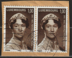 Luxembourg 2010 1,00 Charlotte Gestempelt Auf Fragment Waagerechtes Paar, Michel Nr. 1853, Yvert No. 1797 - Usados