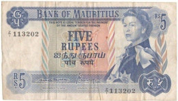 Mauritius 5 Rupees 1967 Banknote Replacement Index - Mauritius