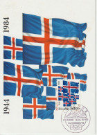 Islande Carte Maximum 1983 Drapeaux Islandais 570 - Cartes-maximum